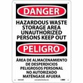 National Marker Co Bilingual Plastic Sign - Danger Hazardous Waste Storage Area Unauthorized Out ESD442RB
